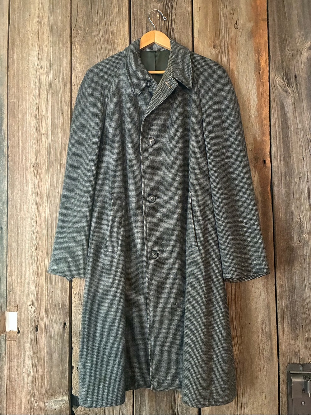 Vintage Plaid Fine Wool with Cashmere Eatonio Clothes Trench Coat England M
